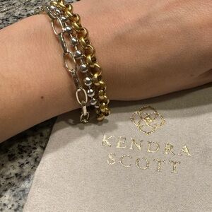 Kendra Scott Triple Beaded Bracelet in Gd with Rhodium, Gold, Vintage Gold Chain